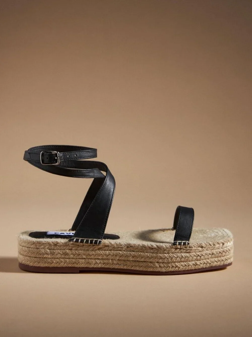 EUC CAVERLEY Jude Espadrille Leather Sandals in Black, Size US Women 9.5 EU 40